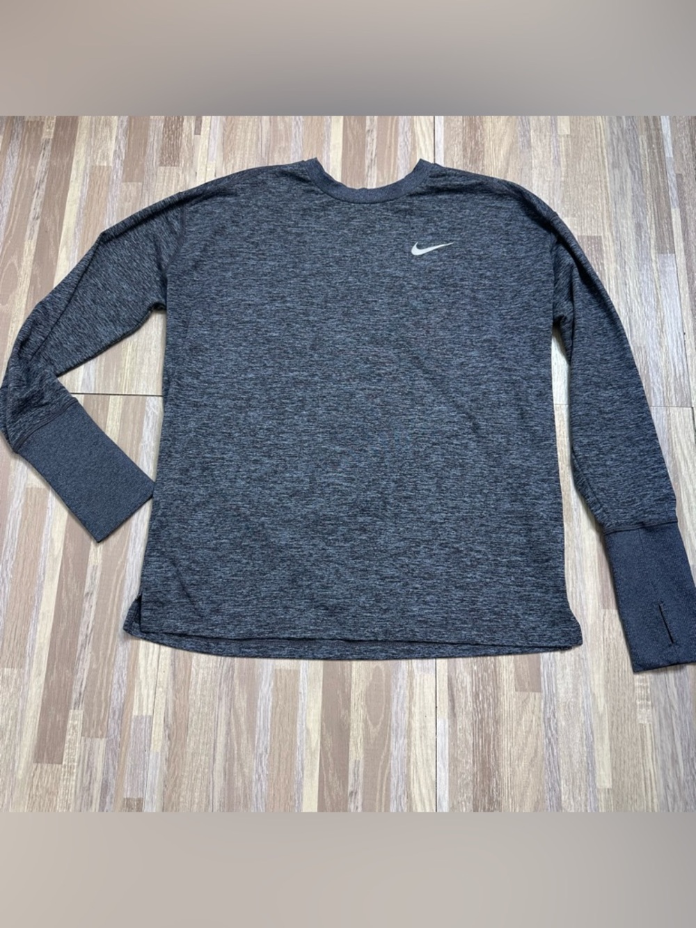 Nike Running Heather Charcoal Blue Long-Sleeve Dri-FIT Crew Women’s Medium